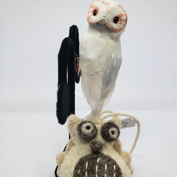 Vintage Owl and 🆕️ Crate & Barrel Owl Ornament Set - Picture 1 of 8